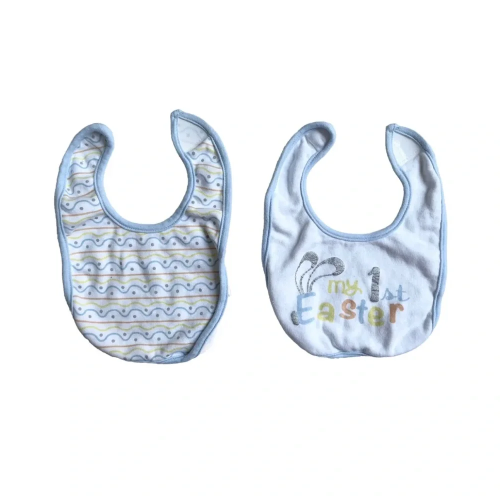Cutie Pie Bibs 2 Pack Baby Boy My First Easter Pastel White